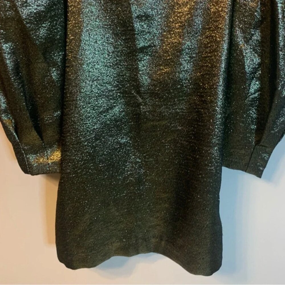 NWOT Sandro Julie Metallic Puffed Sleeve Woven Mini Dress 40 - Picture 16 of 16